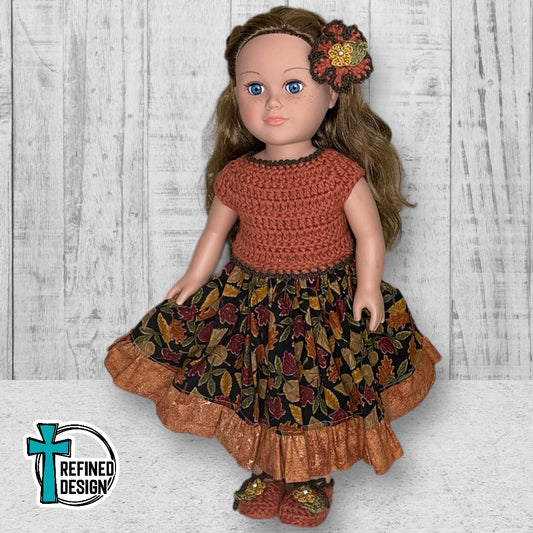 "Fall Leaves" 18" Doll Dress and Accessories