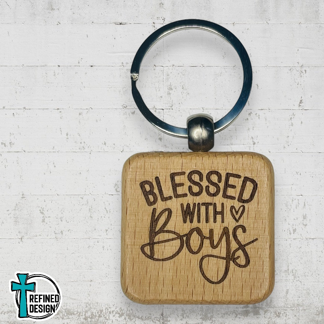 “Blessed With Boys” Keychain