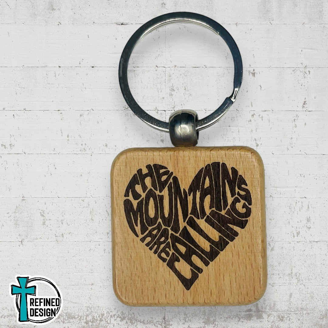 “The Mountains are Calling Heart” Keychain