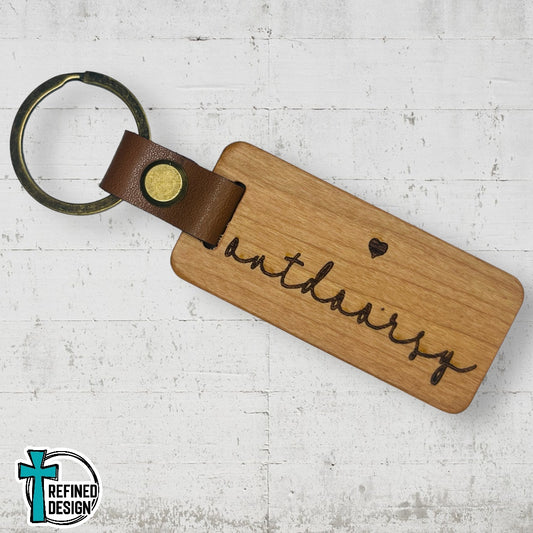 “Outdoorsy” Wood and Leather Keychain