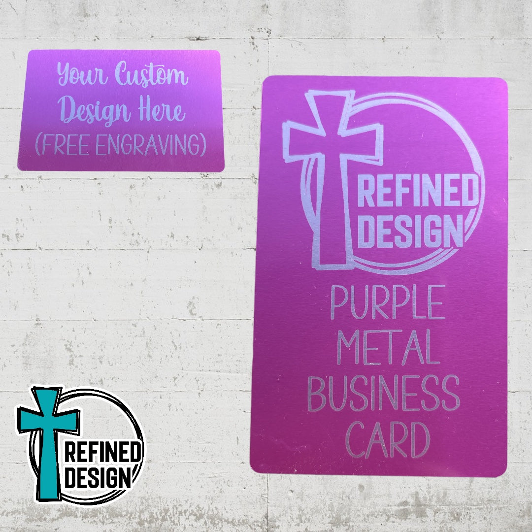 Purple Metal Business Card - Free Engraving