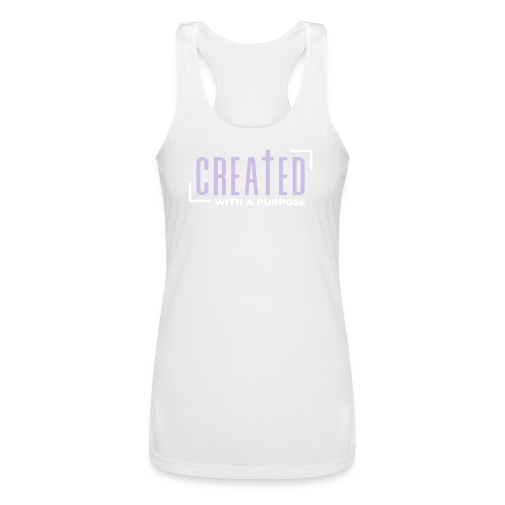 "Created with a Purpose" Women’s Performance Racerback Tank Top - white