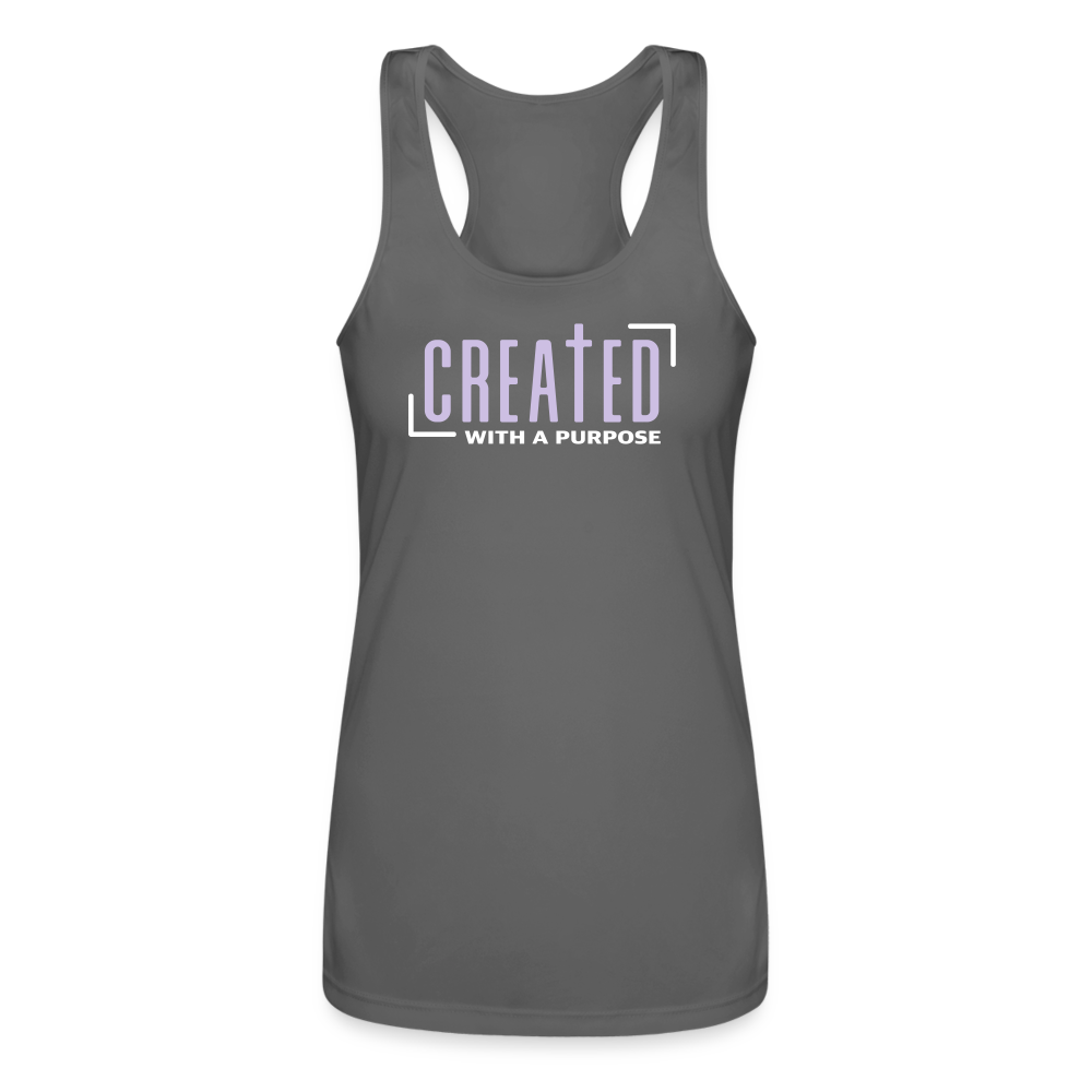 "Created with a Purpose" Women’s Performance Racerback Tank Top - charcoal