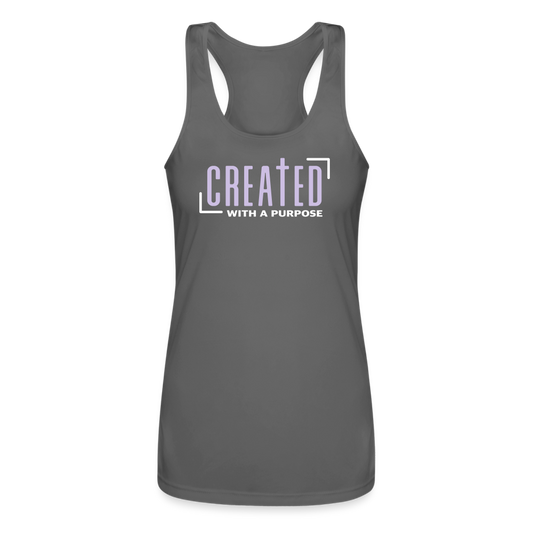 "Created with a Purpose" Women’s Performance Racerback Tank Top - charcoal