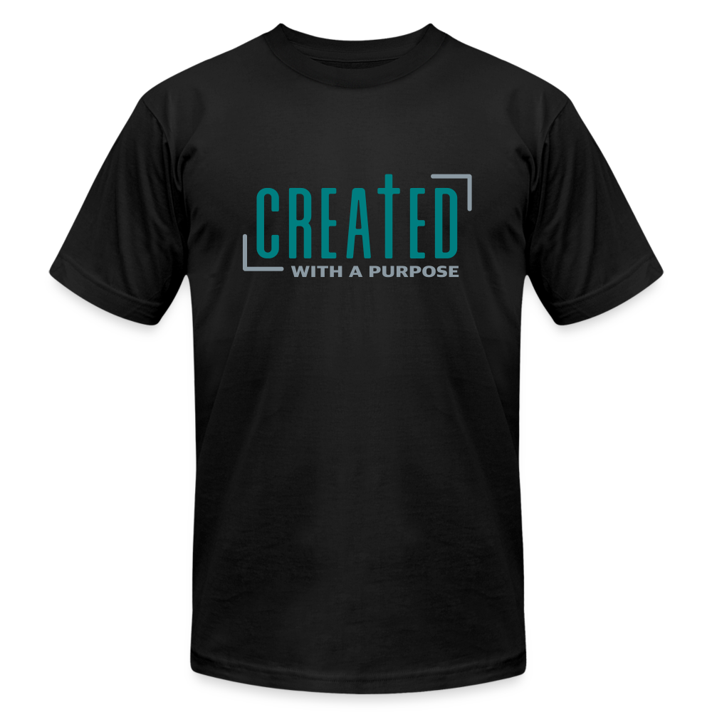 "Created with a Purpose" Unisex Jersey T-Shirt by Bella + Canvas - black