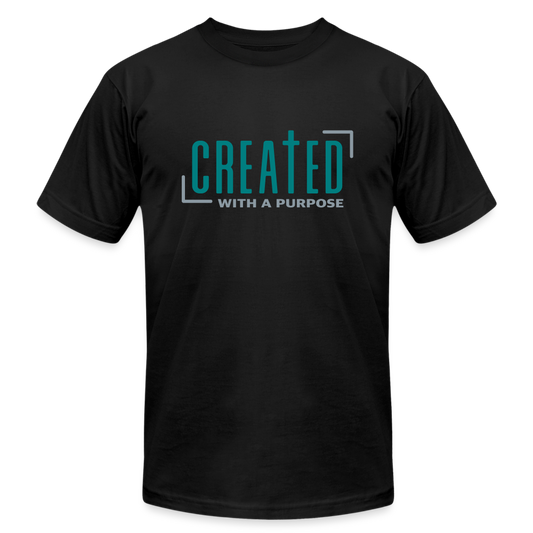 "Created with a Purpose" Unisex Jersey T-Shirt by Bella + Canvas - black