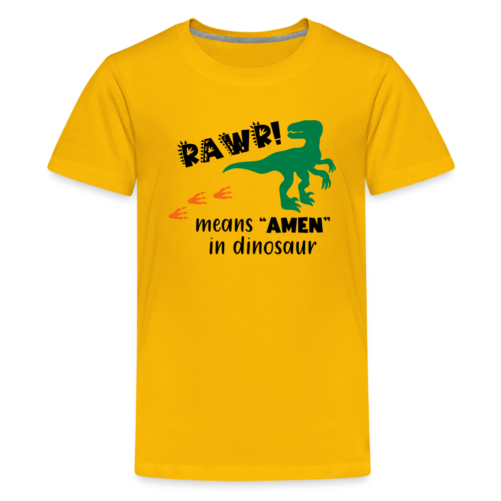 "RAWR Means AMEN" Kids' Premium T-Shirt - sun yellow